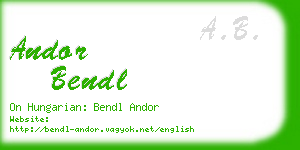 andor bendl business card